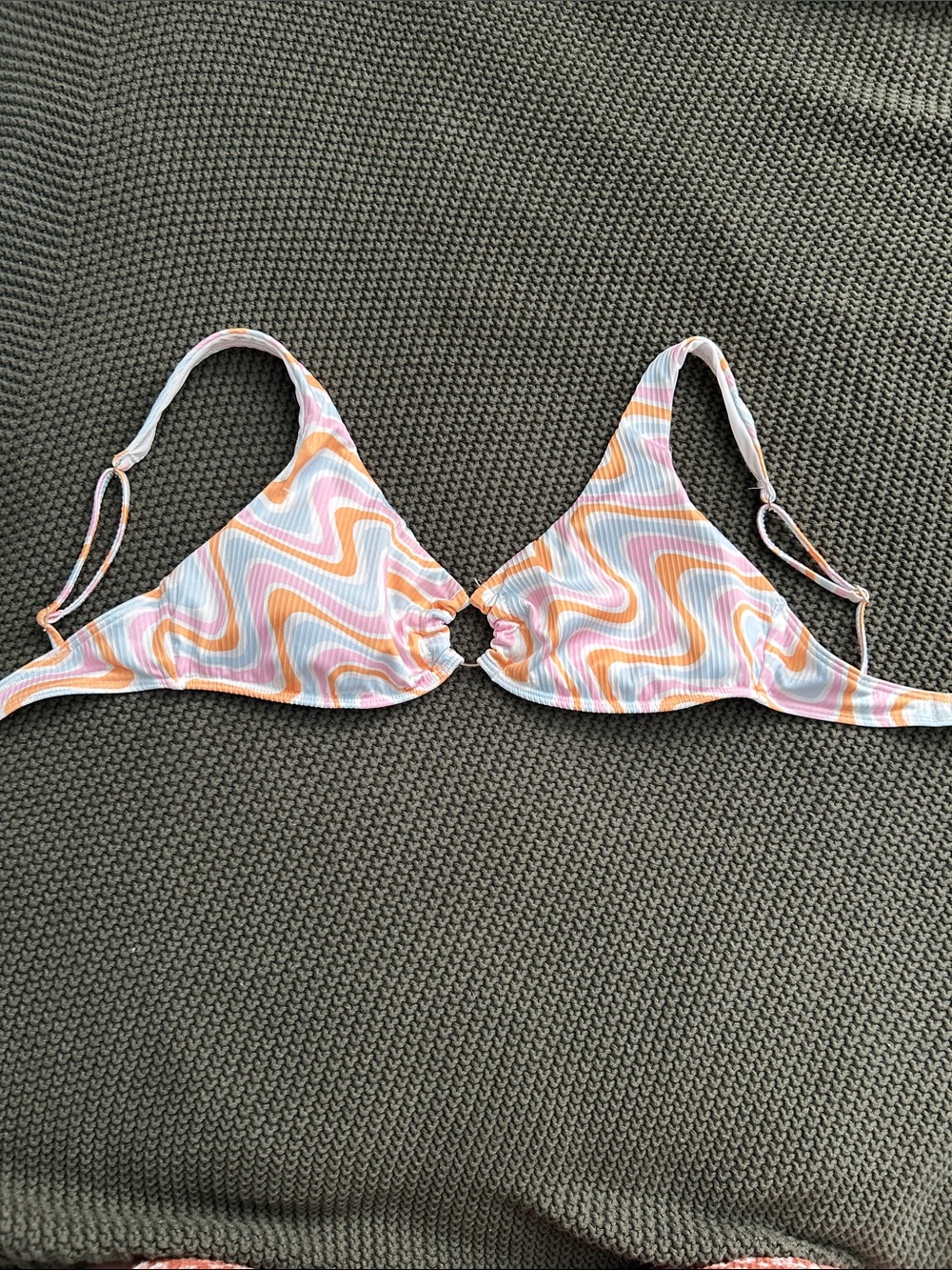 Hollister Pink/Orange/Blue Wave Ring-Front Bikini Top